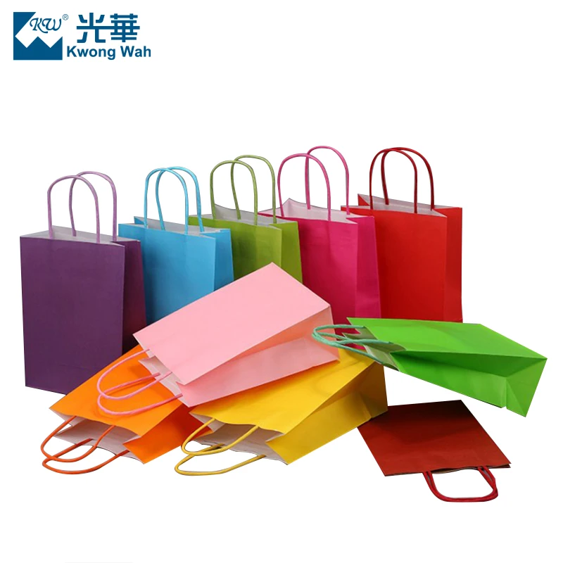 Wholesale Customized Logo Brown Kraft Shopping Paper Gift Packaging Bags WIth Twist Handle Thank You Gift Bags