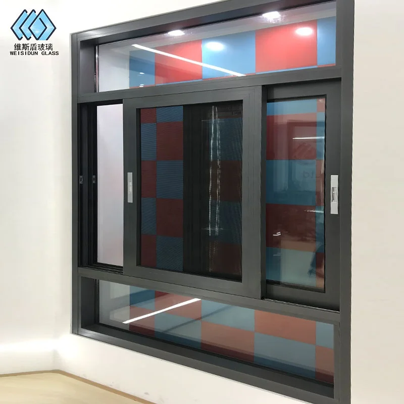 Household broken bridge 3-track sliding window sound insulation and heat insulation glass doors and windows
