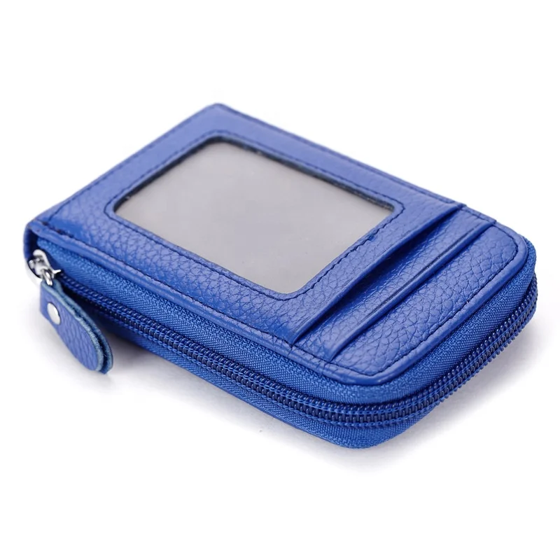 Factory Wholesale Leather Slim Card Holder Case id Card Holders zippered Wallet for Women and Men
