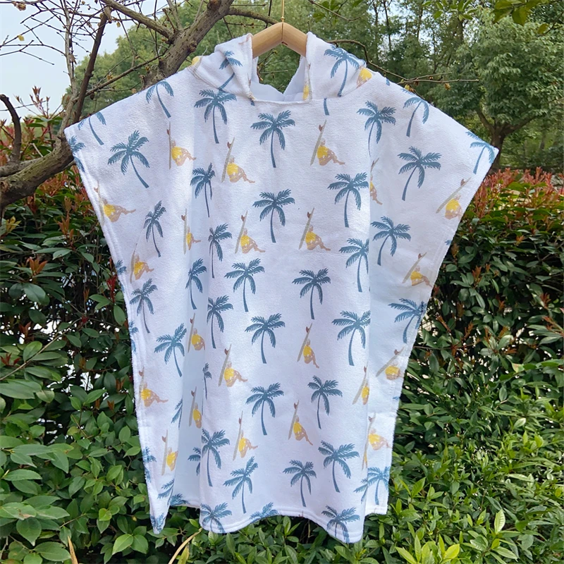 Hot selling  High Quality   Custom    Kids cartoon mermaid and dream catcher Hooded Towel  Bath Robe Children Beach Surf  Poncho