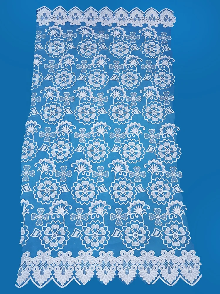 factory wholesale price new design sequins wedding white bridal lace fabric