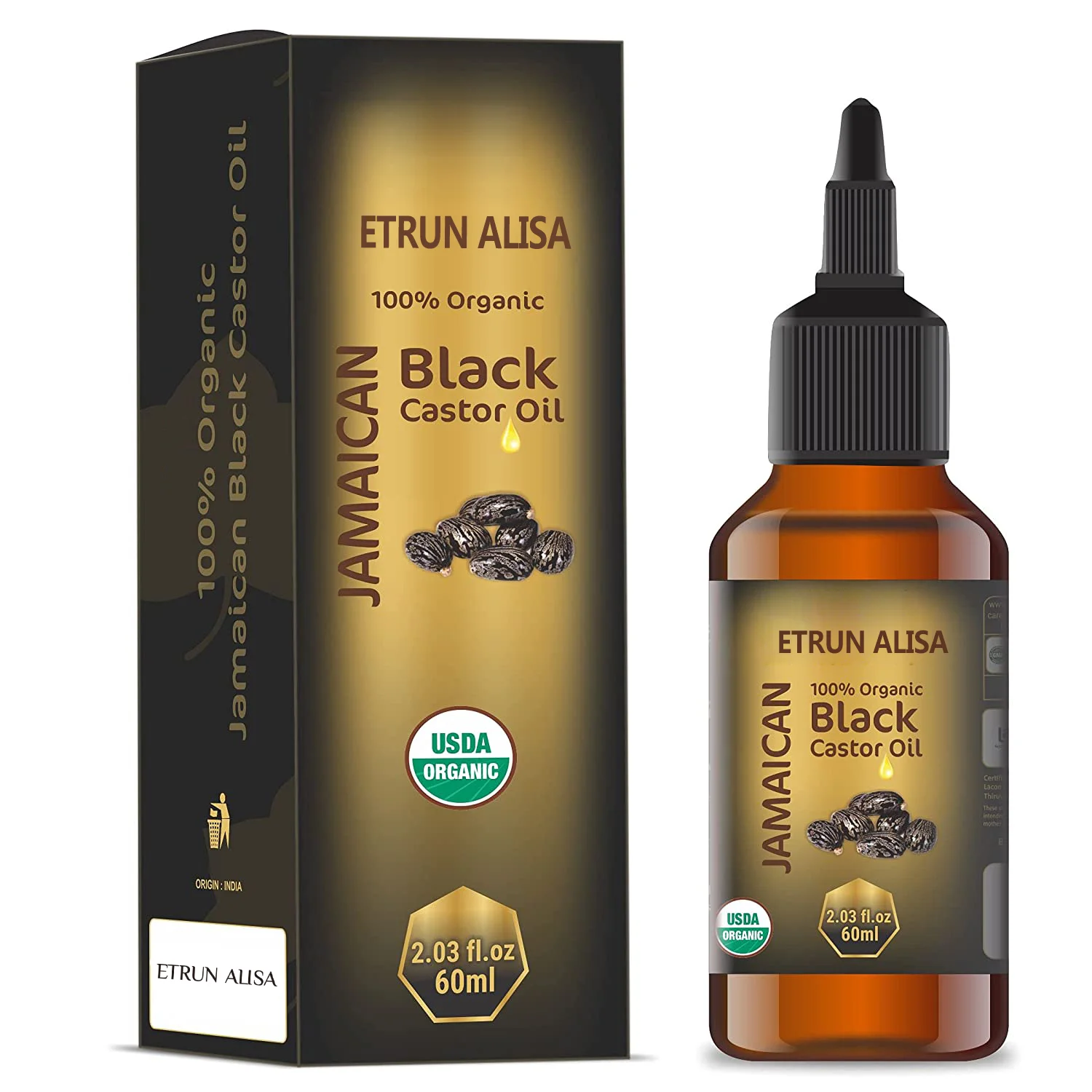 Etrun Alisa private label Organic Jamaican Black Seed Castor Oil Bulk Hair Growth Essential oil