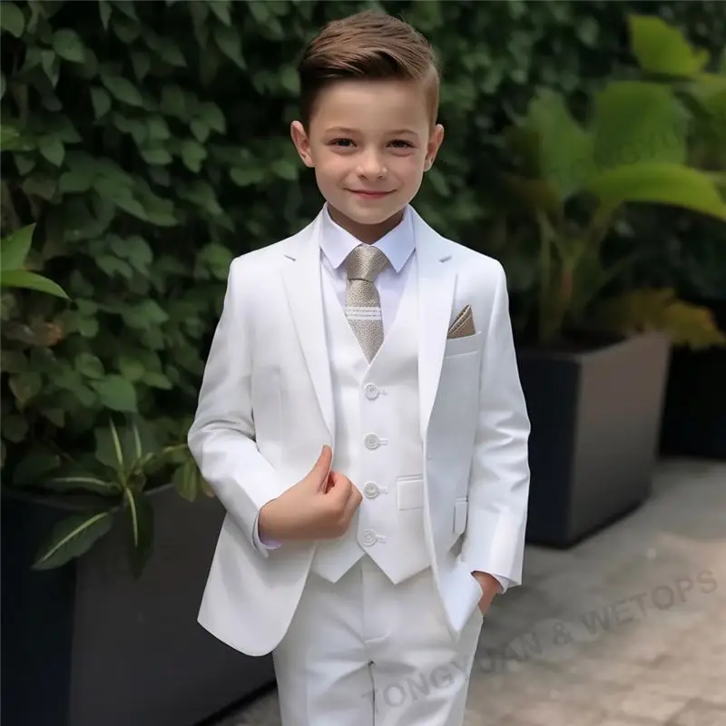 Custom Clothing Cute Gentlemen Sets Solid Color Boys Boutique Clothing One Side Button 3 Pieces Boys Suit Formal For Wedding