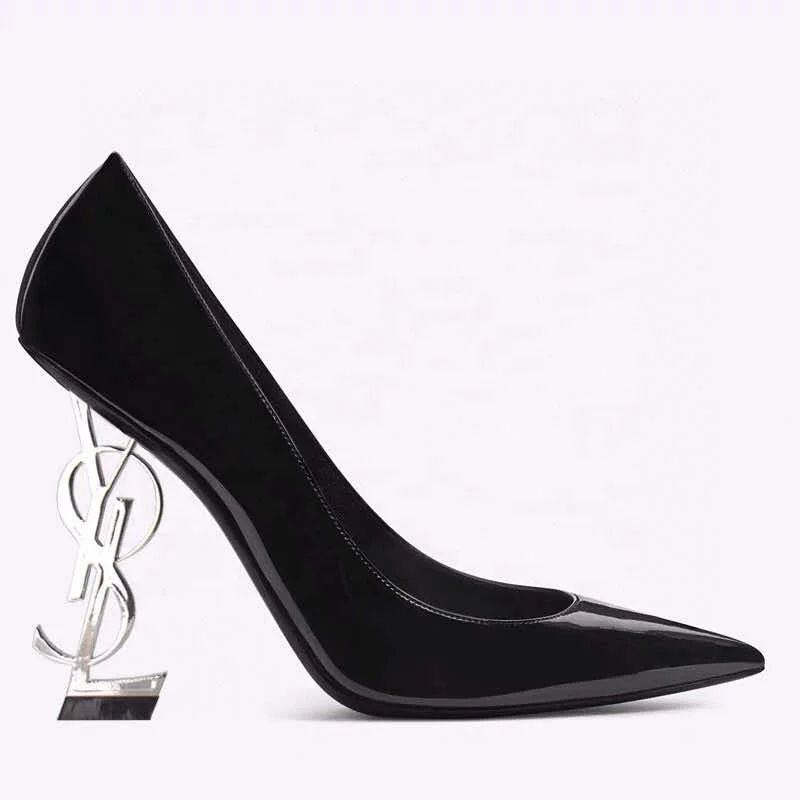 Top Version Brand Luxury Designer Shoes Women Black Gold Heels Pumps Sandals Patent Leather Fashion Wedding Women Sexy Shoes