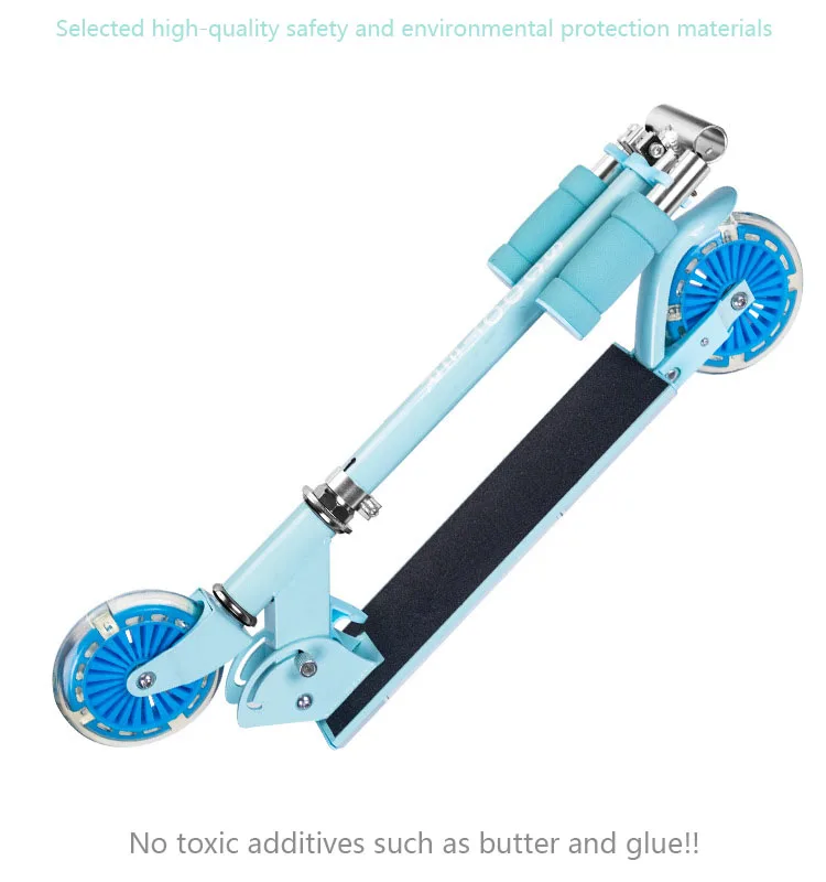 Kids 2 Wheel Folding Kick Scooter for with LED Light Up Wheels Adjustable Height