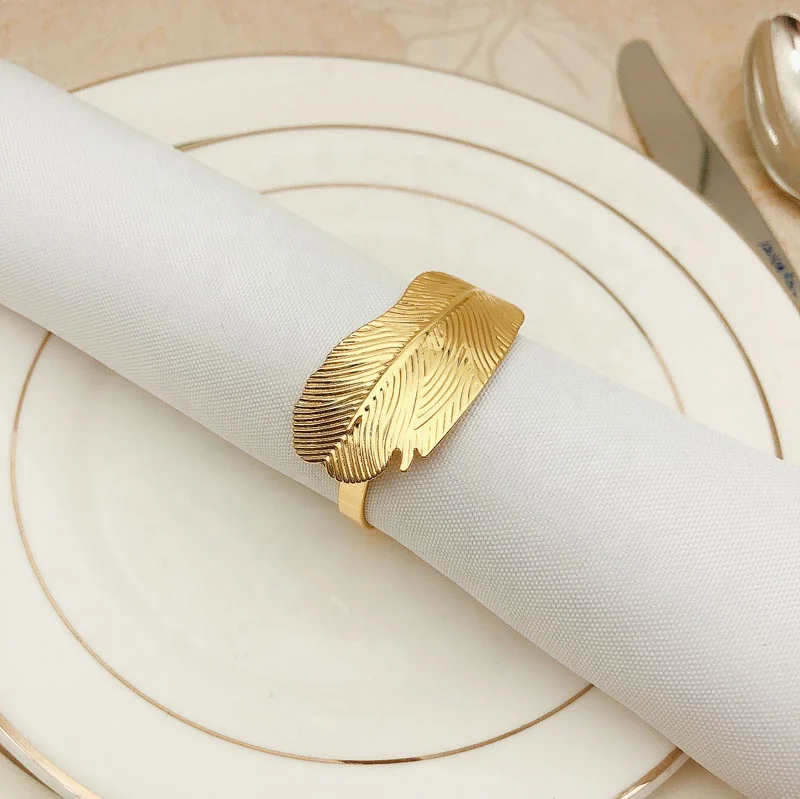 Wholesale Cheap Leaf Napkin Rings Gold Round Maple Leaf Napkin Ring Holder Wedding Napkin Rings HWL23