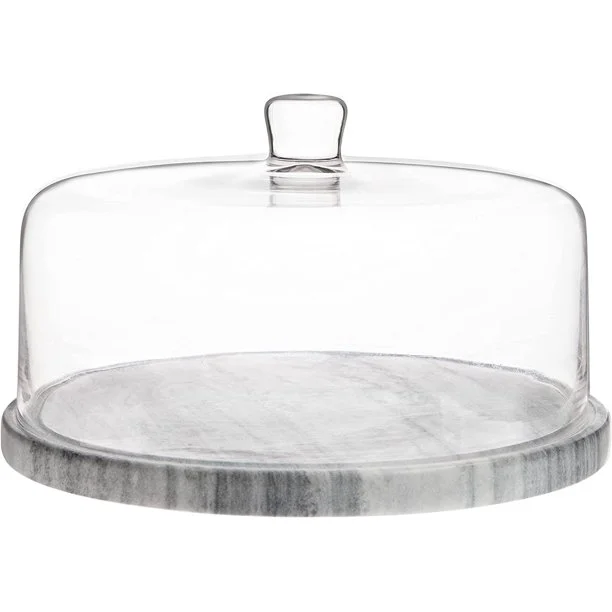 Marble Cake Stand with Glass Cover Dome wedding decorating tools supplies