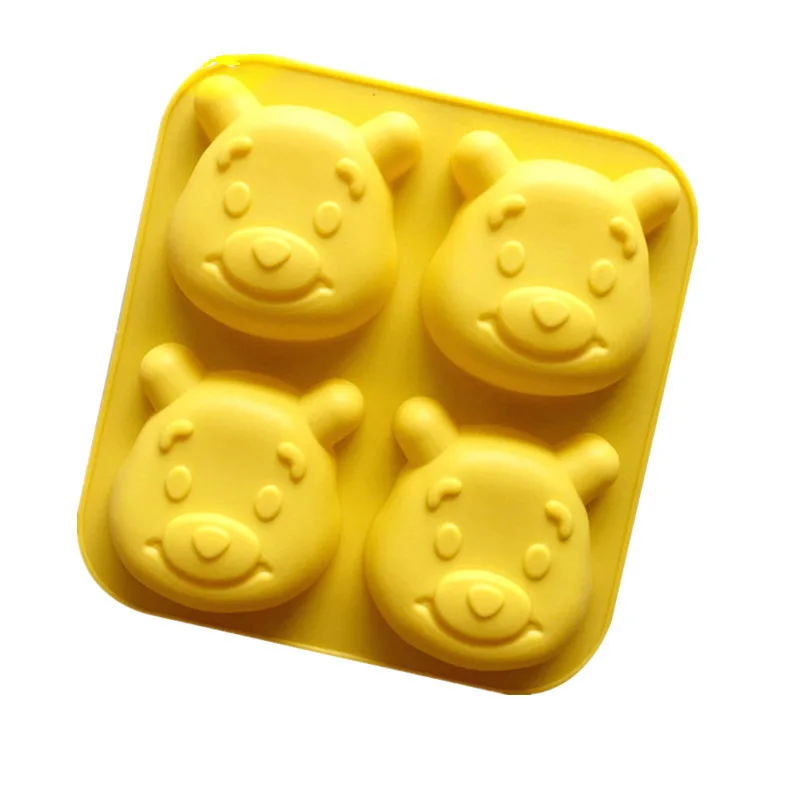 4 Cavity Bear Silicone Chocolate Mold Cartoon Bear Soap Mold Silicone Cake Mold