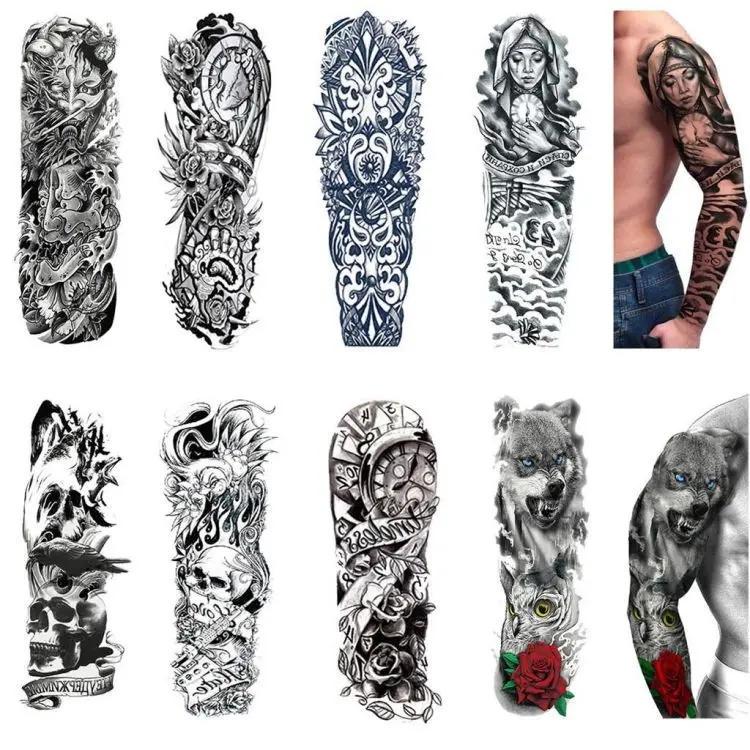 Full Arm Waterproof Temporary Tattoos Half Arm Shoulder Tattoo Extra Large Lasting Tattoo Stickers for Girls and Women