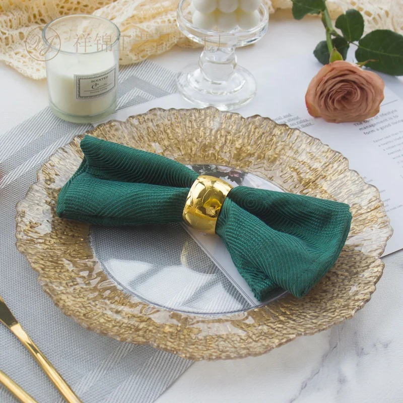 XiangJin 330mm Gold Fancy Rim Glass plastic Charger Plates Wedding Wholesale Western Steak Pad Table Chargers Plates Wedding