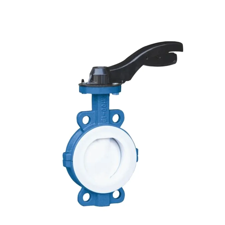 COVNA 2 Inch Wafer Type Cast Iron Fluorine lining Manual Butterfly Valve