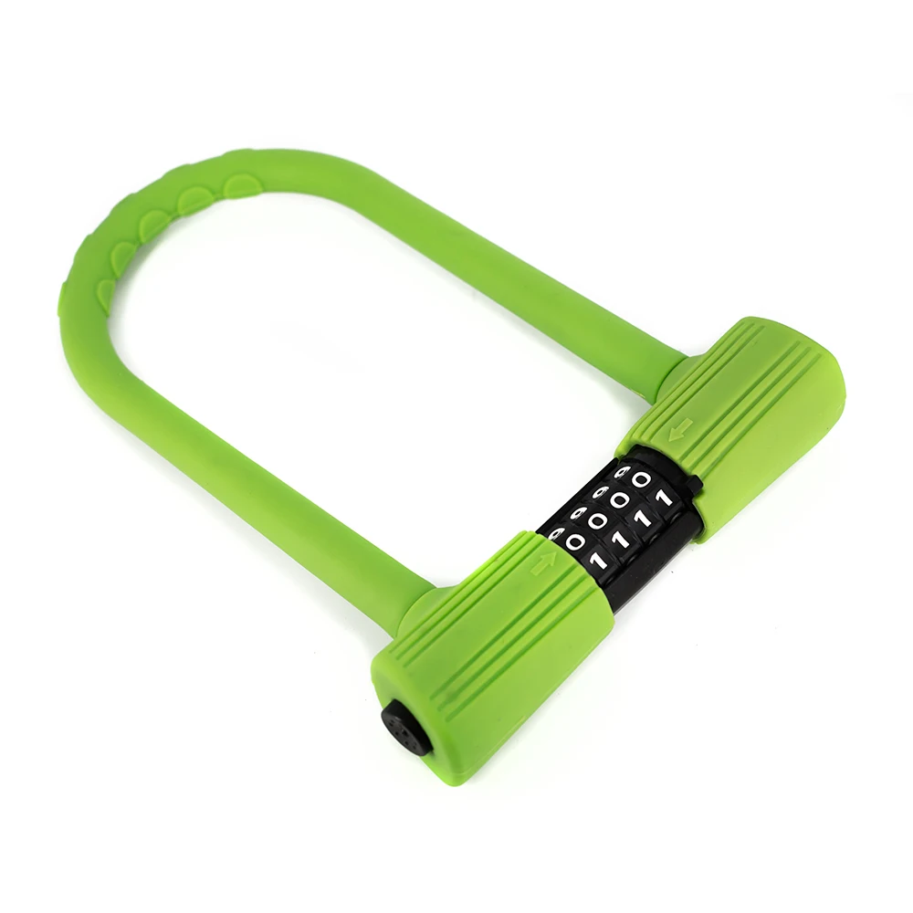 security Bicycle Motorcycle Scooter Accessories Steel bike Lock Anti-Theft Silicone cover 4 Digits combination password u lock