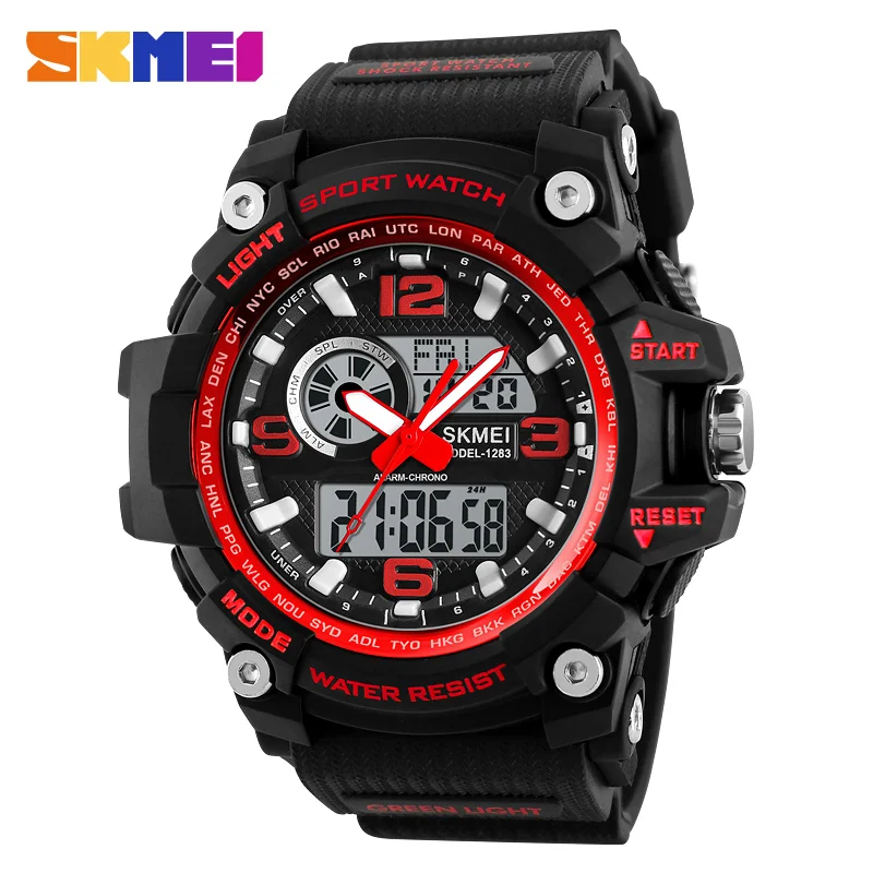 Athletic Watches Hot Jam Tangan Skmei 1155 Analog-Digital Watch Camouflage Army Pupils Wristwatch
