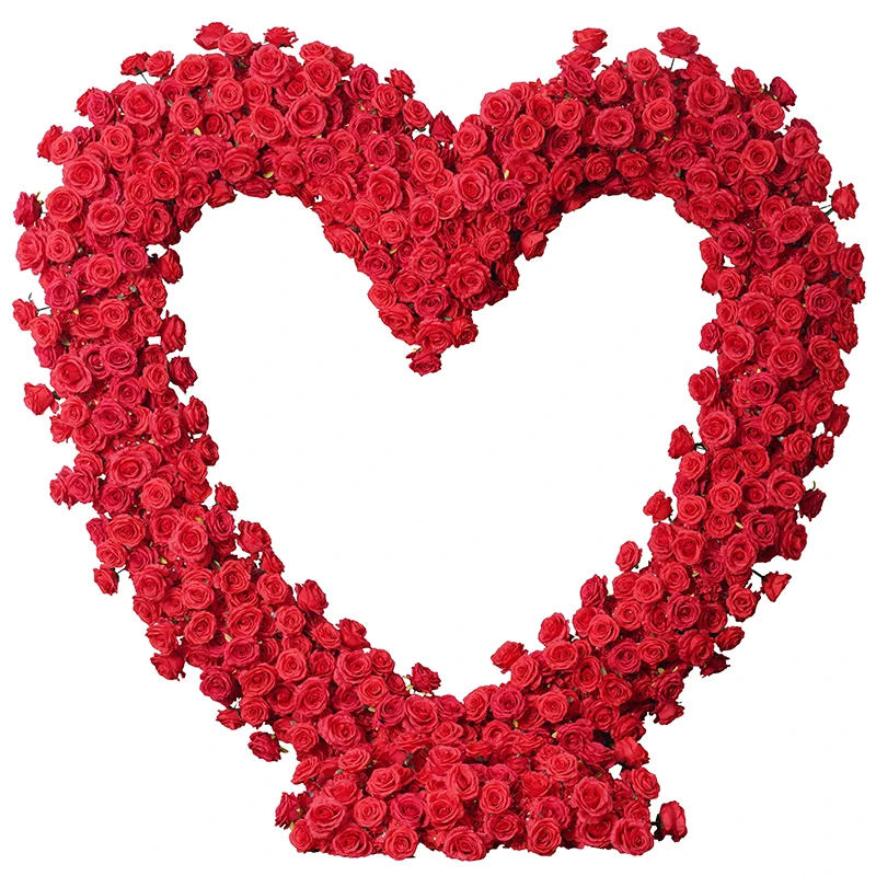 Red White Rose Foam Base Arrangement Floral Event Flower Stand Wedding Backdrop Heart Shape Arch Frame Decor For Reception A8745