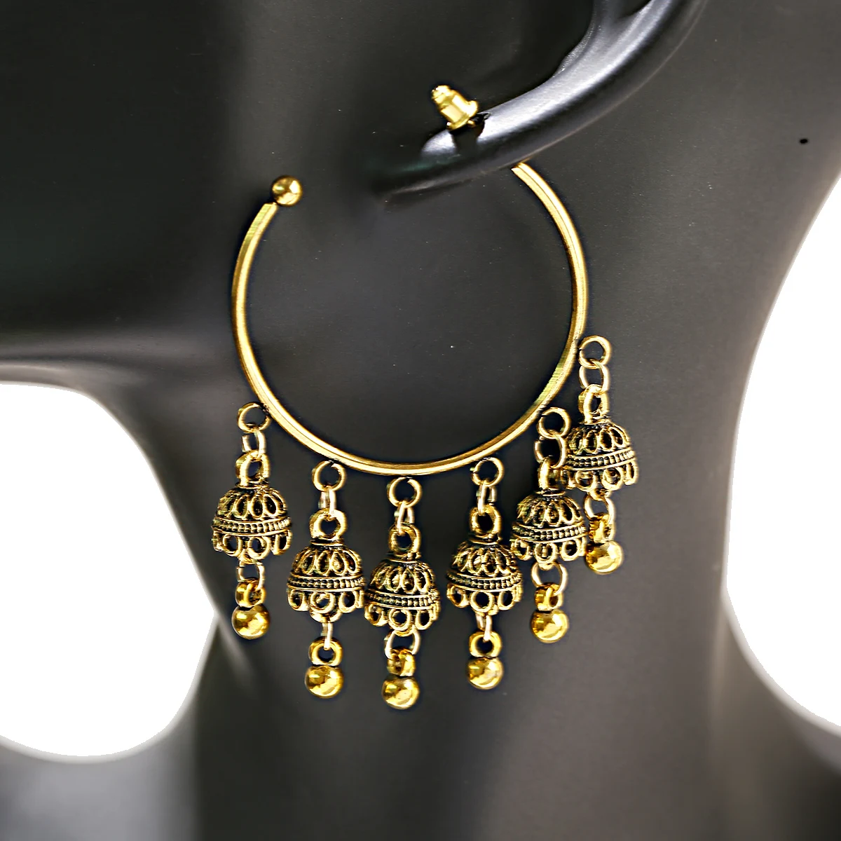 2021 Indian Jhumka Jhumki Gypsy Tribal Ethnic Retro Big Circle Bell Tassel Drop Earrings For Women Jewelry Pendientes Mujer Moda