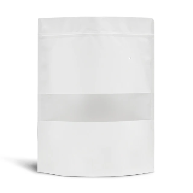 custom White transparent window biodegradable grip seal bags for snacks stand up bags