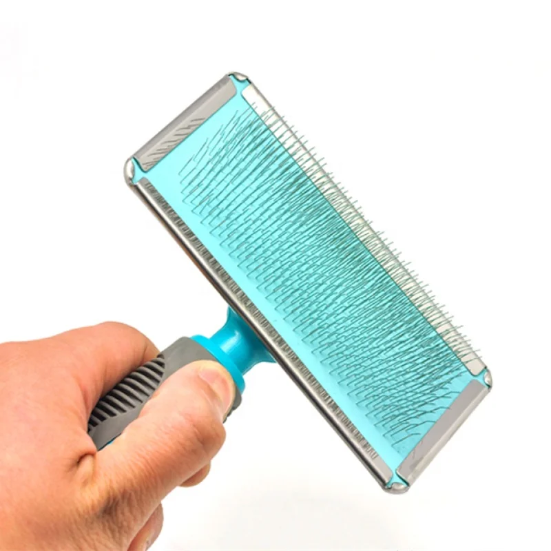 Cachorro OEM Cepillo Para Pelos De Mascota M-118x170MM 106g Huisdier Kam Dog Grooming Tangles Long Soft Pin Medium Slicker Brush