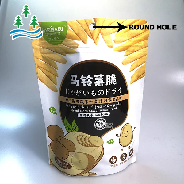 Umweltfreundliche maßgeschneiderte durchsichtige Plastiktüte für Kartoffelchips Stehbeutel Verpackung Karto