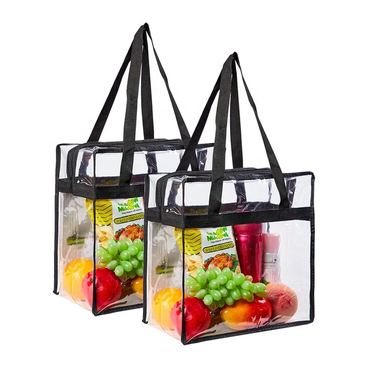 
Eco-friendly PVC Shopping Handbags Bag Tote Shopper Handles Transparent Clear Large Capacity 