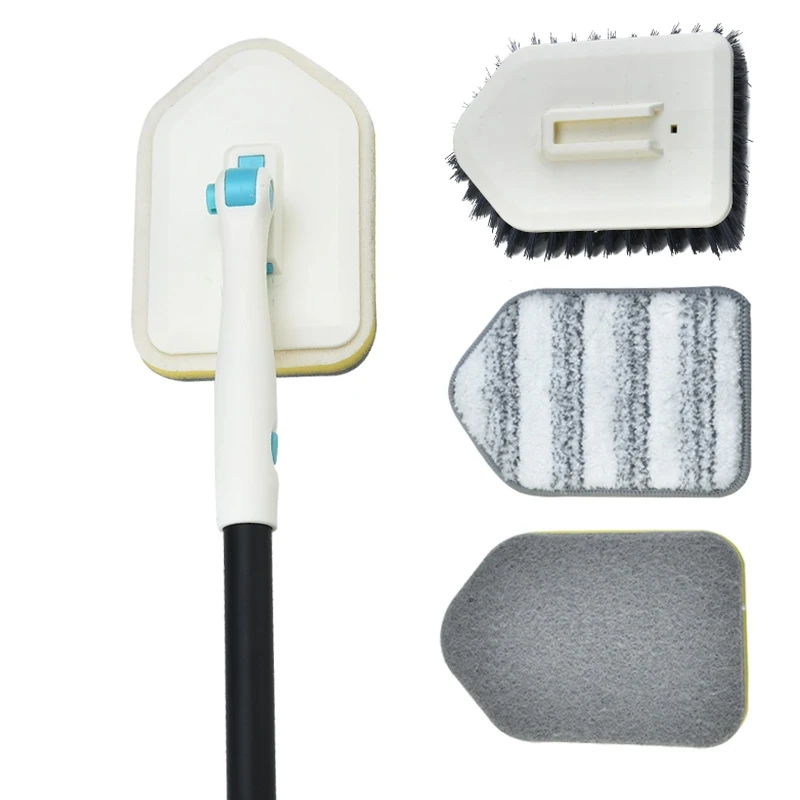 3 in 1 Tub and Tile Brush with 51' Long Handle Lightweight Detachable Shower Cleaning Brush for Cleaning Bathroom Tile