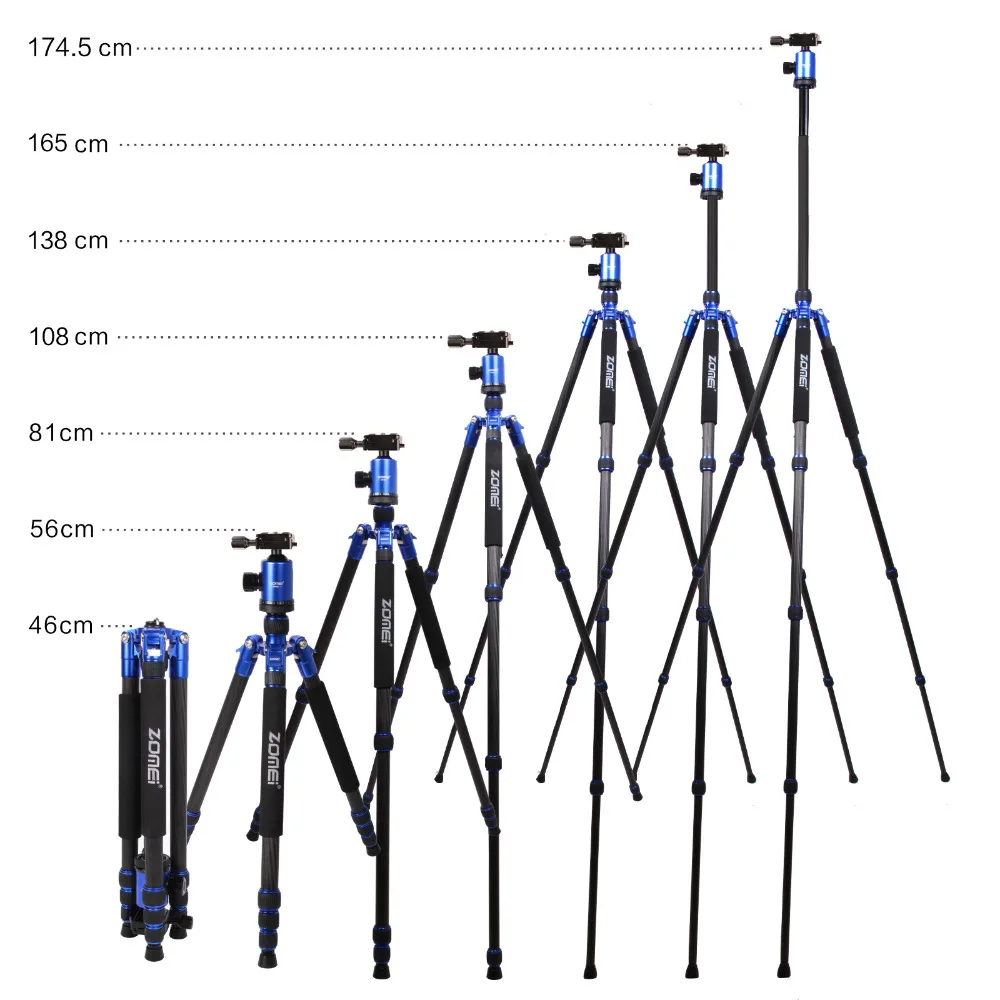 ZOMEI Z888C Professional Travel tripod Carbon Fiber camera Monopod Stand & Ball head with Bag for DSLR camera 5 Color available