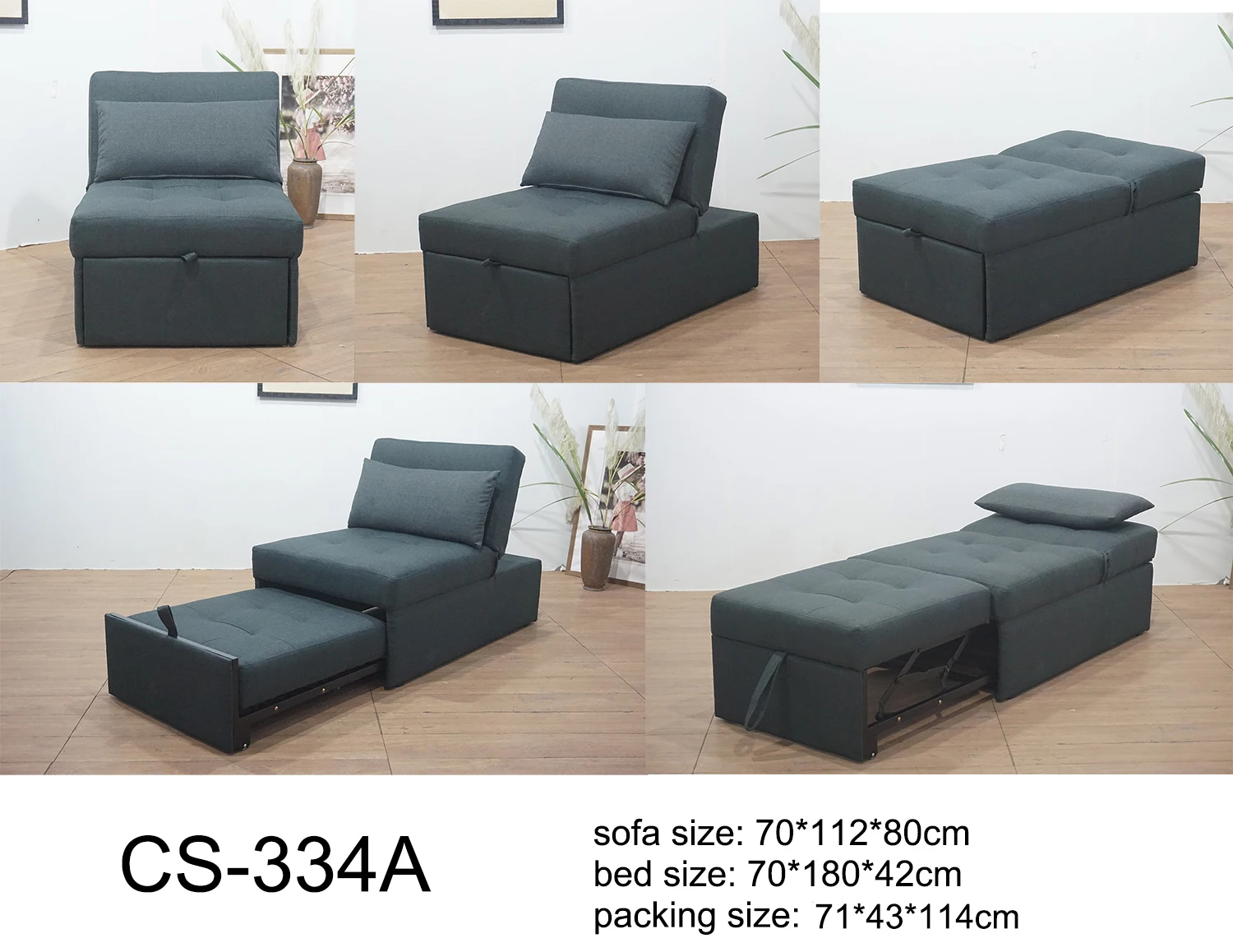 Folding Fabric Single Ottoman Chair Sofa Bed