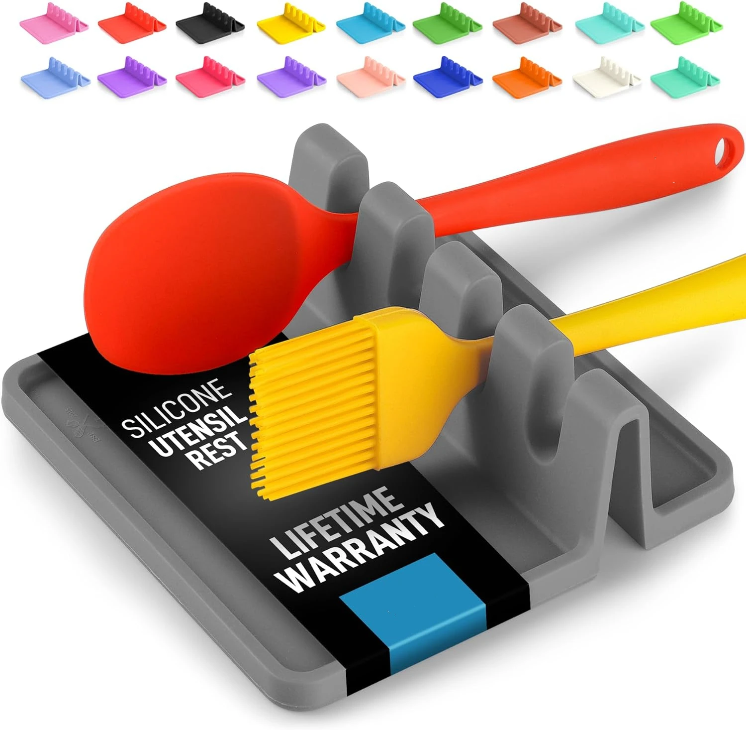 Kitchen Silicone Utensil Rest BPA Free Durable Heat-Resistant Spoon Rest for Stove Top Spoon Rest for Kitchen Utensils Holder