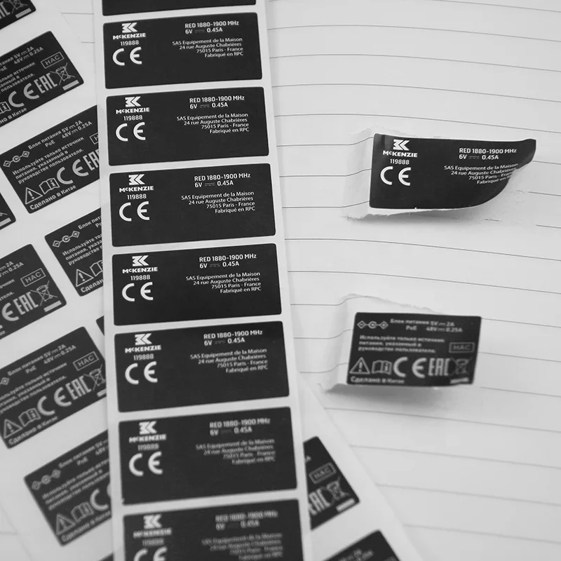 Custom High Quality Adhesive Pet Label Matte Label Sticker Roll for Electric Appliance