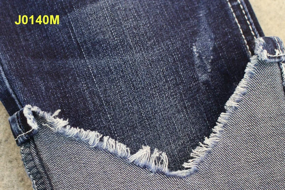 160cm width dark blue high power stretch slub denim fabrics for women jeans denim fabric