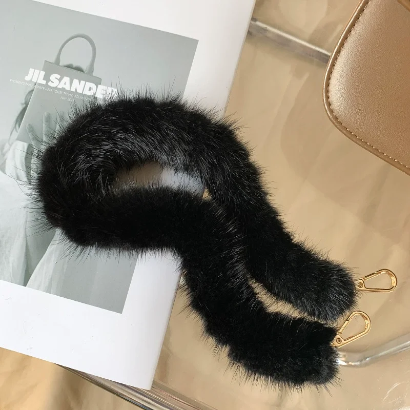 wholesale fix plush fur handle bag straps custom fuzzy mink fur bag tote