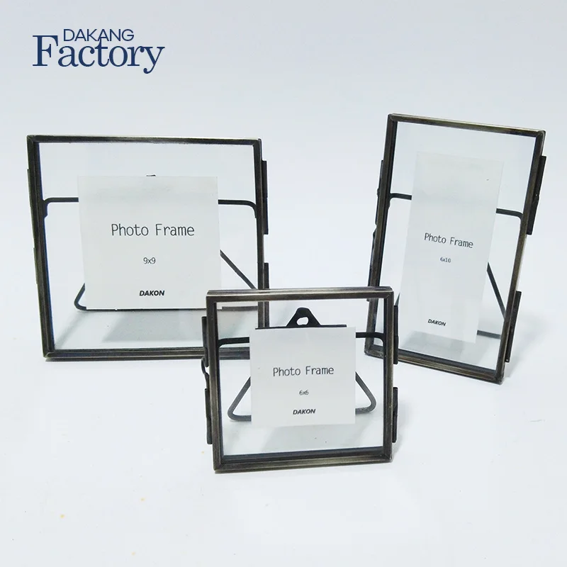 Metal Glass souvenirs Gift Vintage Picture Photo Frames Wholesale Support Mini Photo Frame Gold Frame