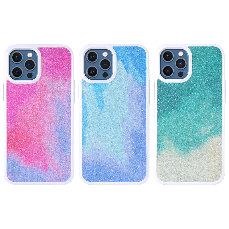 Flash drilling  gradually change TPU+PC 2 in 1 Mobile Cell Phone Case for iPhone 13/13mini/13pro /13 Pro Max