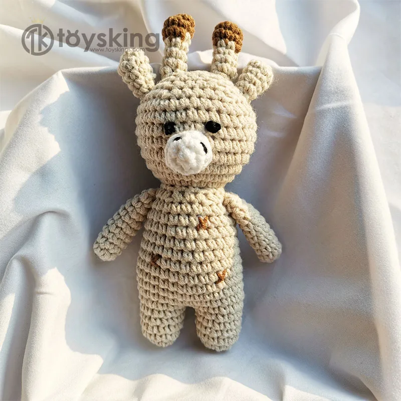 Natural Crochet Toy Rattle for Baby Forest Friends Amigurumi Bunny Deer Fox on Wooden Teething Ring Rattle Beaded Pacifier Clip