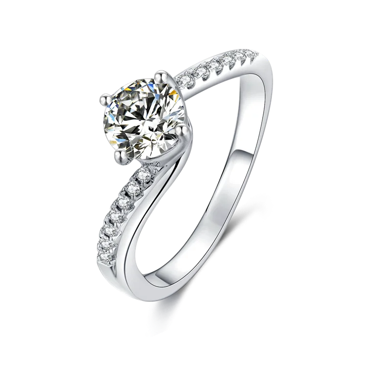 Женское Обручальное кольцо из серебра 925 пробы с муассанитом 1 карат, белое золото 925 пробы