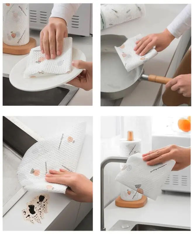 Kitchen Good Helper Disposable Reusable Unpaper Towel Non-woven Fabric Cotton Lazy Rags Cleaning Rags