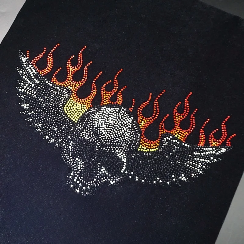 Free sample Lion leopard design stone rhinestone transfer paper strass diamond motif iron on transfer for t shirt