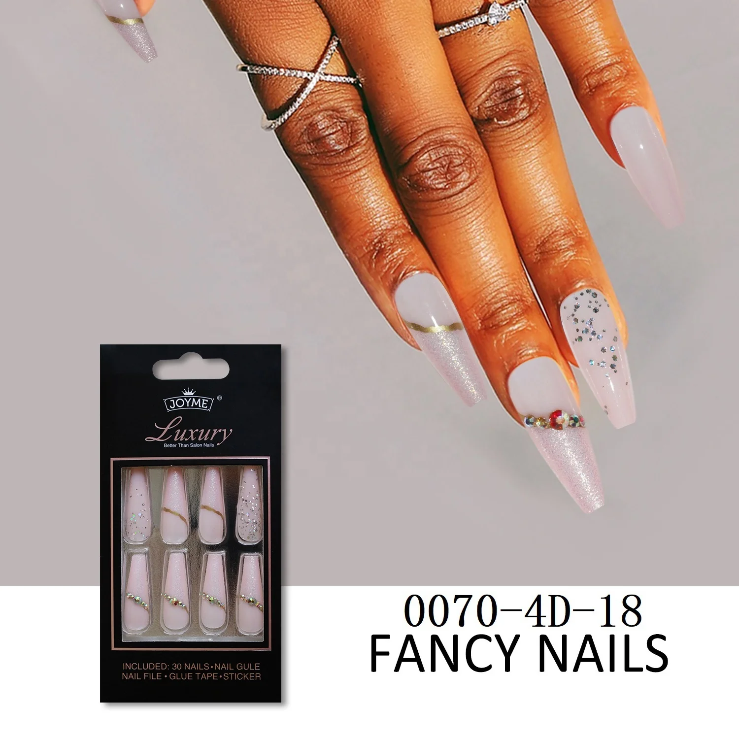 Wholesale false nails press on European American charm blue frosted artificiality