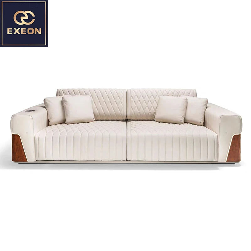 Advanced Modern Luxury Living Room Combination Sofa Soft Cushion Leather Living Room Designer Functional Sofa