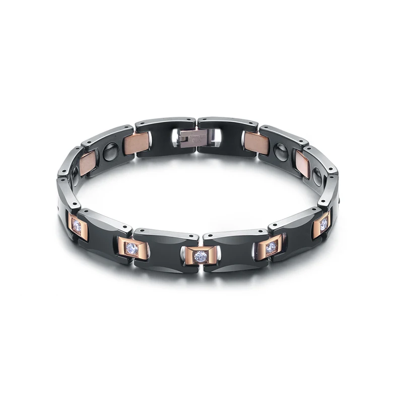 Black ceramic fashion Black and Yellow Gold Color two tone Men Jewelry Ceramic Bracelet