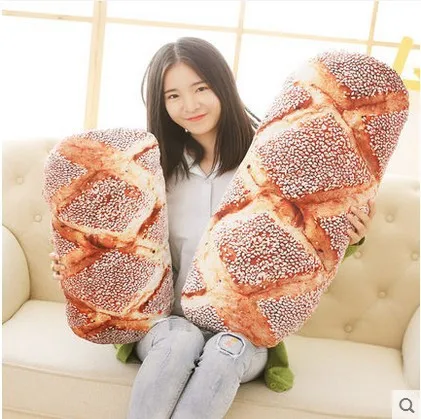 Newly  Simulated Bread Shape Pillow Toys Super Soft Lumbar Baguette Back Cushion Funny Food Plush Stuffed Toy