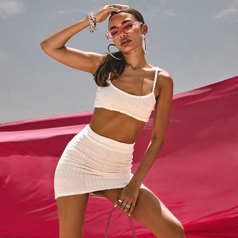 Crop top and skirt sets women 2 piece outfit summer hot girls teo piece outfits set wholesale women boutique clothing 2022