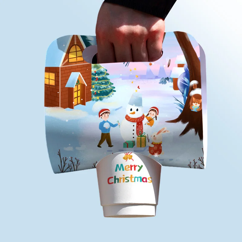 LOKYO 1 2 4 Cup carrier custom design cardboard to go disposable take away paper cups holder with handle