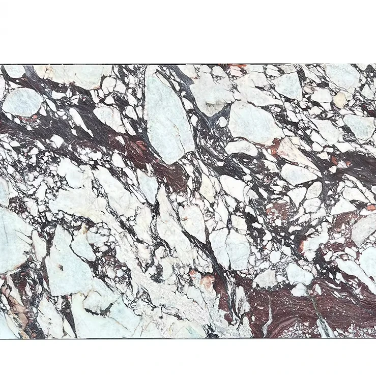 Горячая распродажа роскошная мраморная плита Calacatta элегантная белая с яркими фиолетовыми прожилками Высококачественная плитка для интерьеров