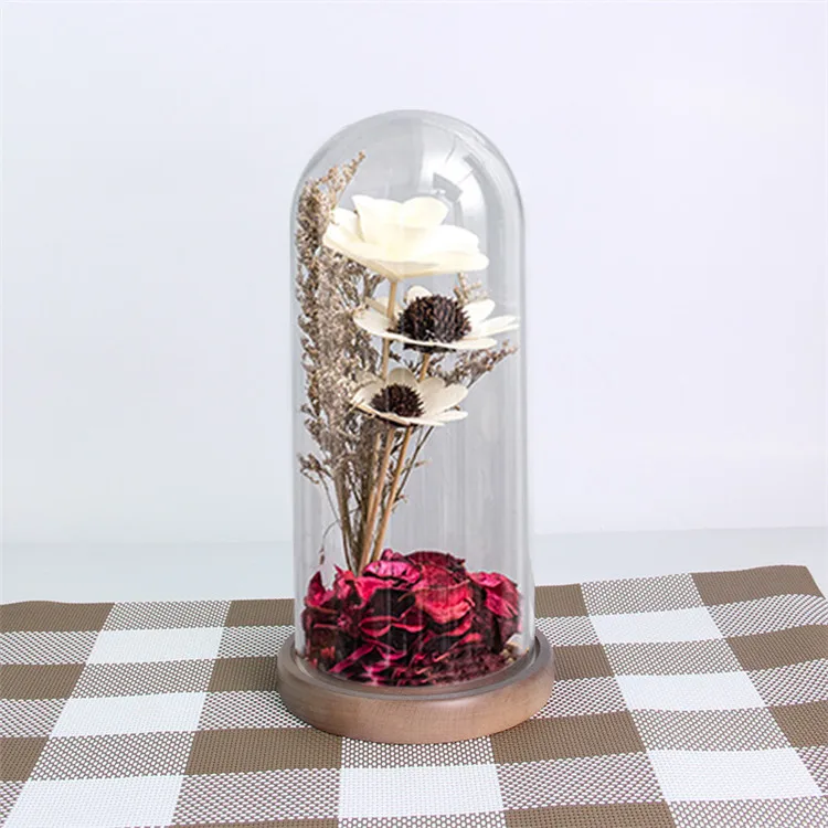 
Custom mouth blower with base borosilicate glass container decoration micro landscape plant dome glass cover 