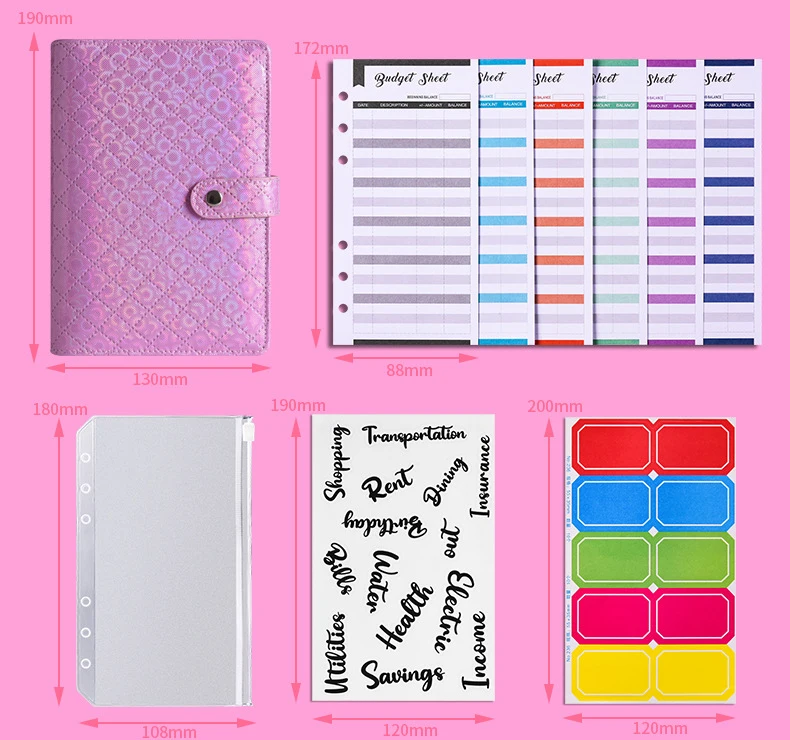 School Supplies A6 Budget Binder Magnetic Money Budget Binder Journal Notebook Leather Budget Binder Set with Cash Envelopes