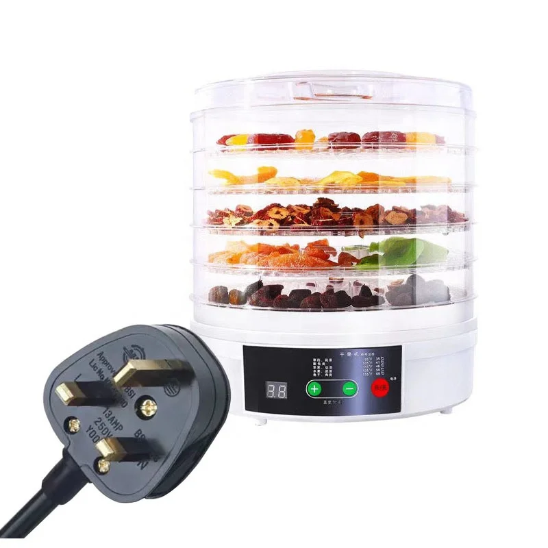 Digital White 5 trays food dehydrators machine family use for dried fruits,vegetables ,healthy snacks maker with LCD screen