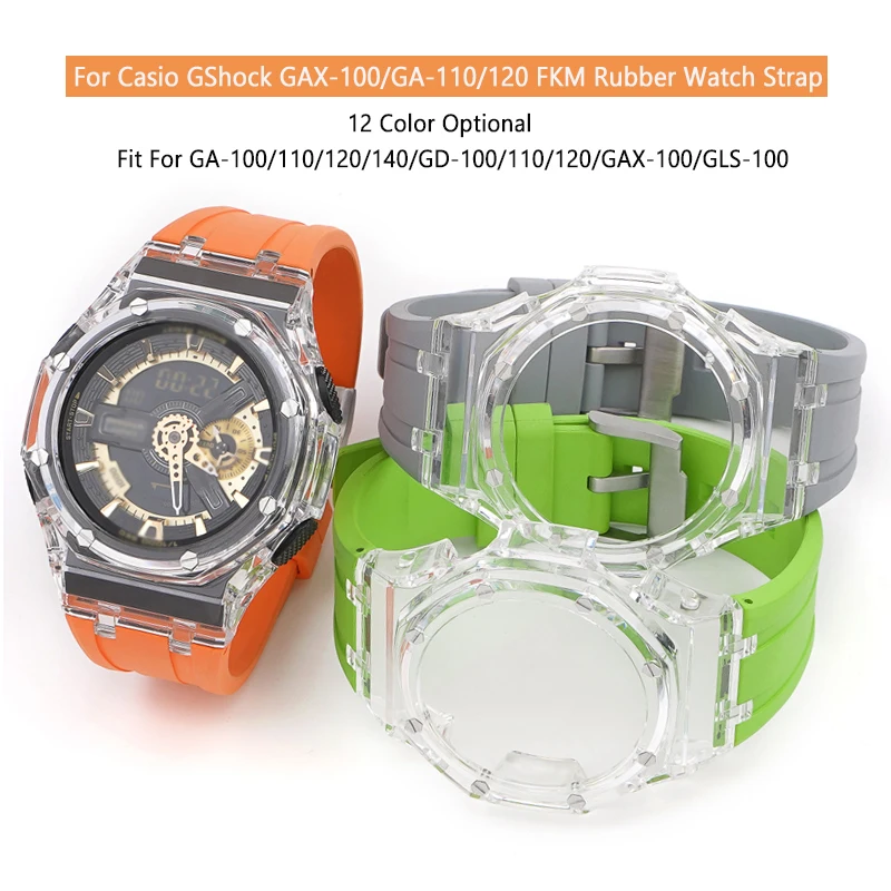 Новое поступление 12 видов цветов резинки для часов FKM аксессуары с ПК чехол GAX-100 GA-110 ремешок