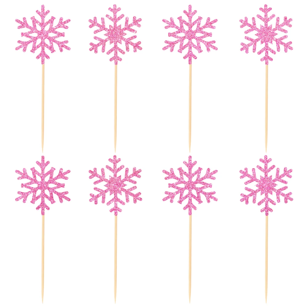 Winter theme Birthday Party Decorations Supplies 8Pack Snowflake Cupcake Toppers Baby Shower Christmas New Year Party cake favor