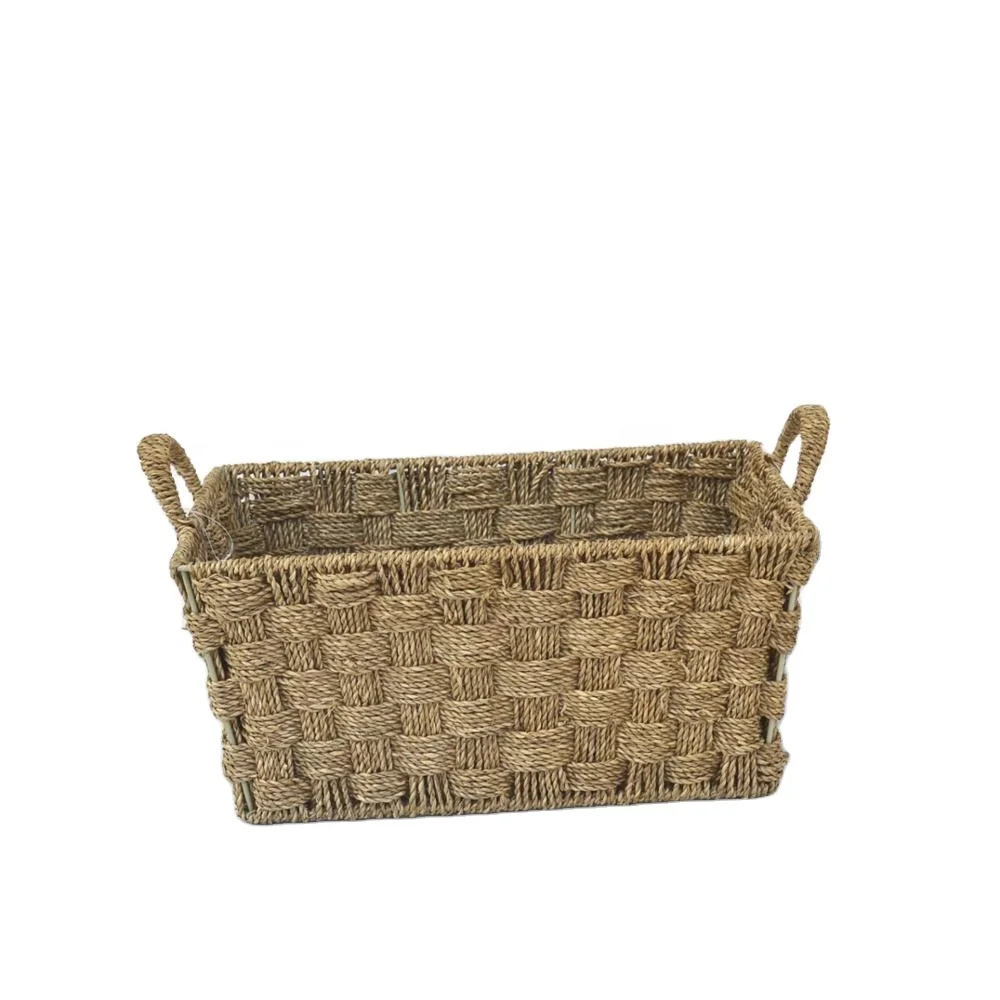 XH Wholesale handmade wicker seagrass woven storage basket with handle