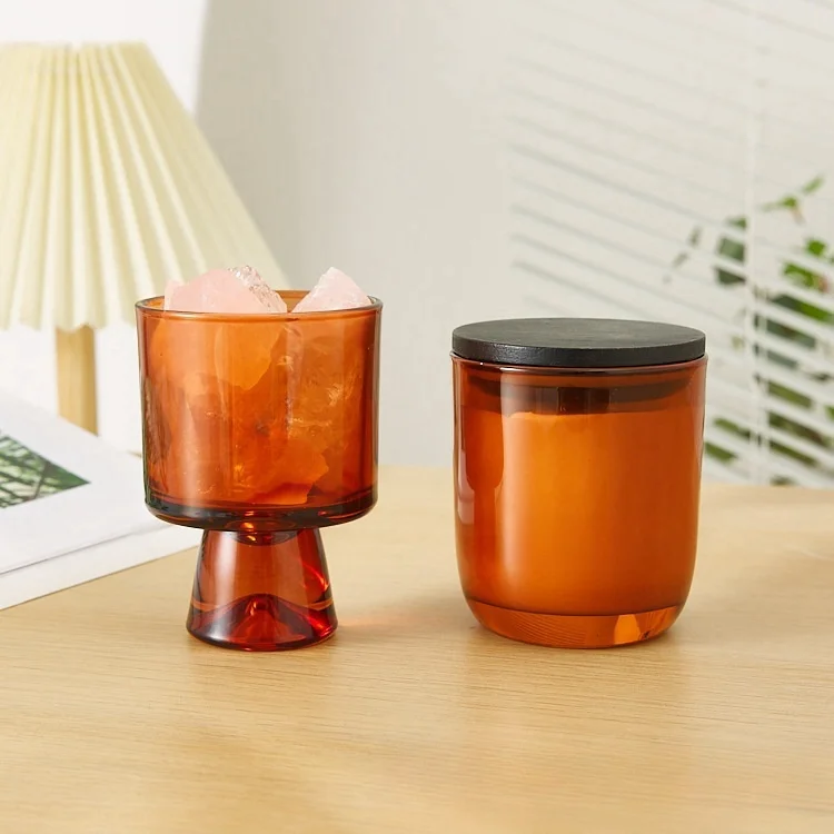 Wholesale 10 oz Amber Round Bottom Empty Candle Jars for Candle Making